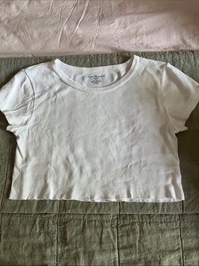 Brandy Melville White Short Sleeve Cropped Tee